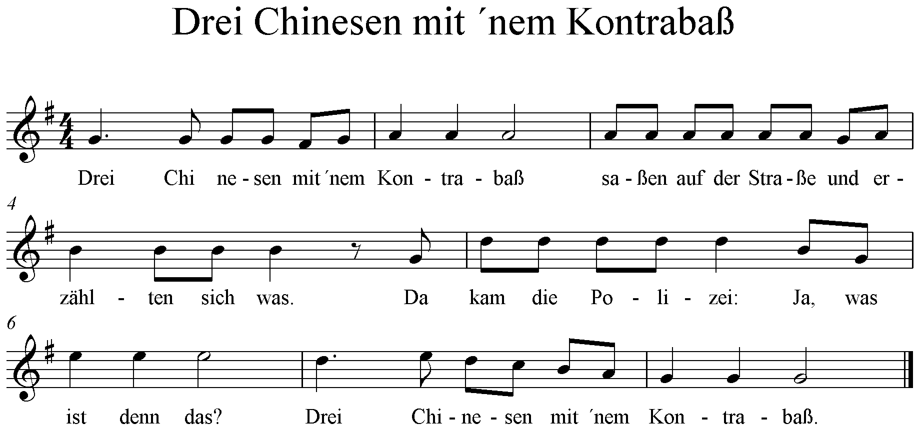 saxofon Noten, Frei Chinesen mit nem Kontrabass